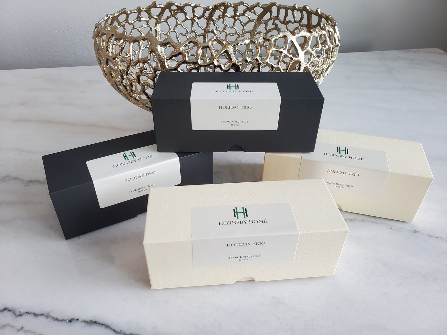 Cream Box Candle Trio